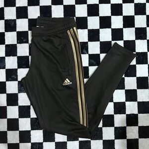 Adidas black and gold track joggers